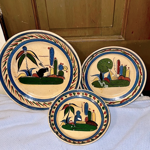 (3) Tlaquepaque Mexican Pottery Nesting Bowls Handmade Folk Art Dishes Stackable - Picture 4 of 15